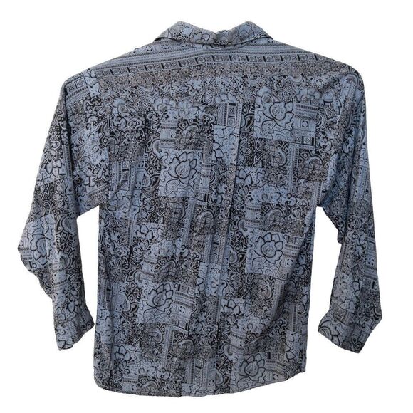 VTG 80’s Ziziano Blue Patchwork Eclectic Rayon Shirt. Men’s Small. RARE - Picture 6 of 11